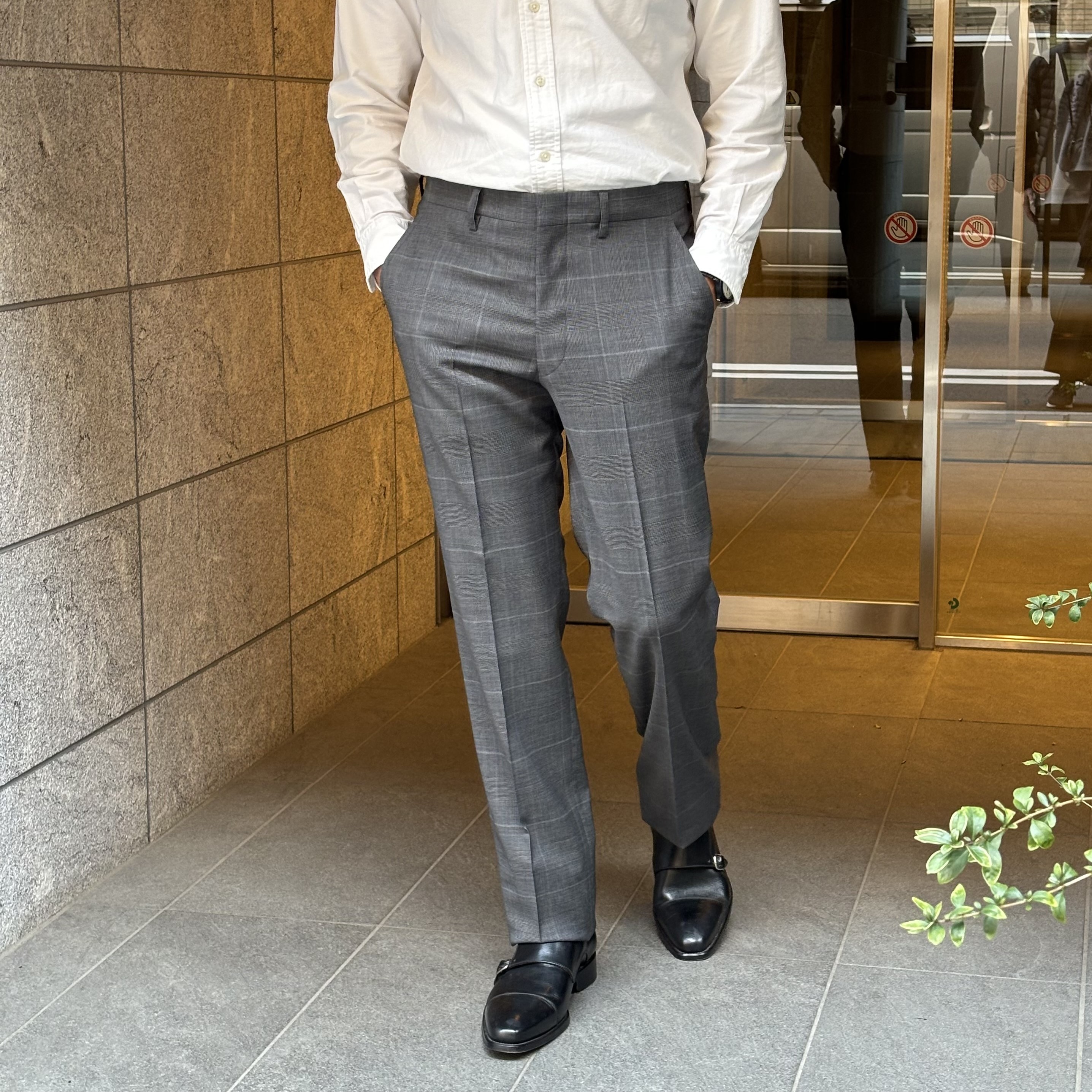 RESOUND CLOTHING グレー チェックパンツ スラックス RESOUND CLOTHING